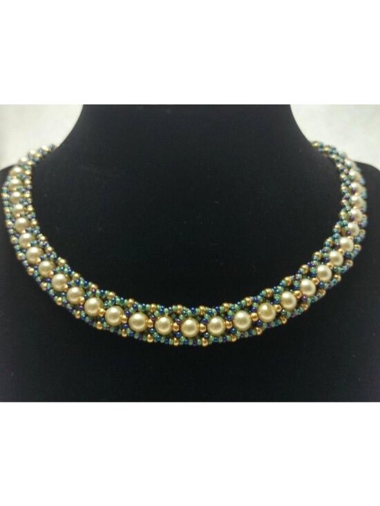 Violante's Garden Jewelry - Artisan-Made Necklace Collar Swarovski Crystal Faux Pearls Sterling Silver Clasp